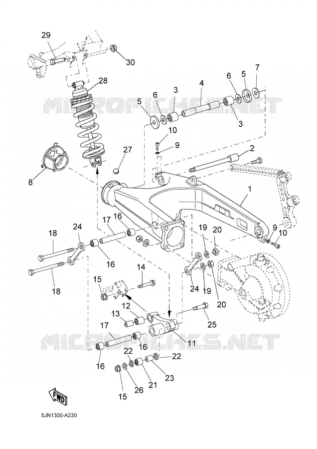 BRAS OSCILLANT / AMORTISSEUR Yamaha MOTO 1100 2003 BULLDOG  BT1100