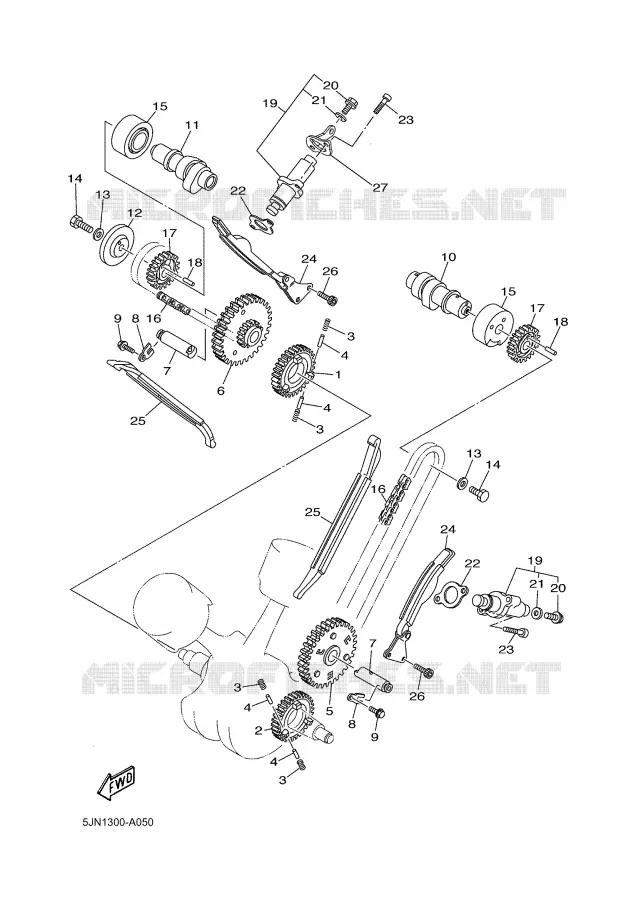 ARBRE A CAMES / CHAINE DE DISTRIBUTION Yamaha MOTO 1100 2004 BULLDOG  BT1100
