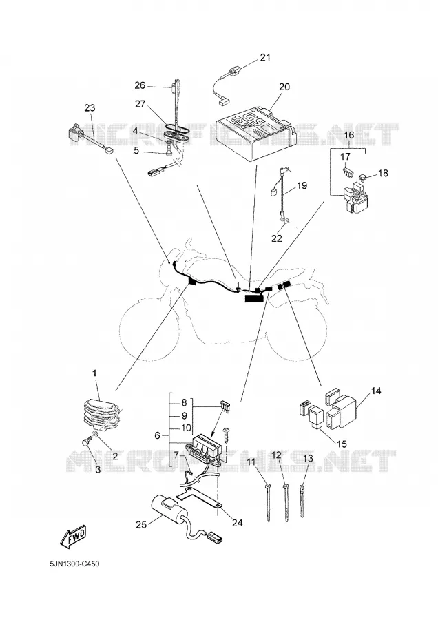 PARTIE ELECTRIQUE 2 Yamaha MOTO 1100 2004 BULLDOG  BT1100