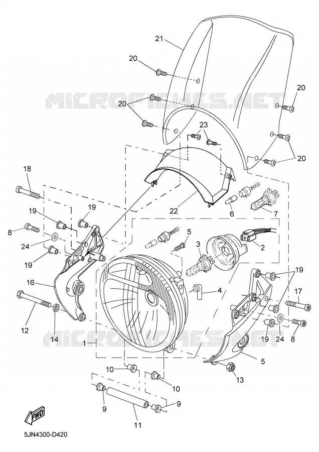 PHARE  Yamaha MOTO 1100 2005 BULLDOG  BT1100