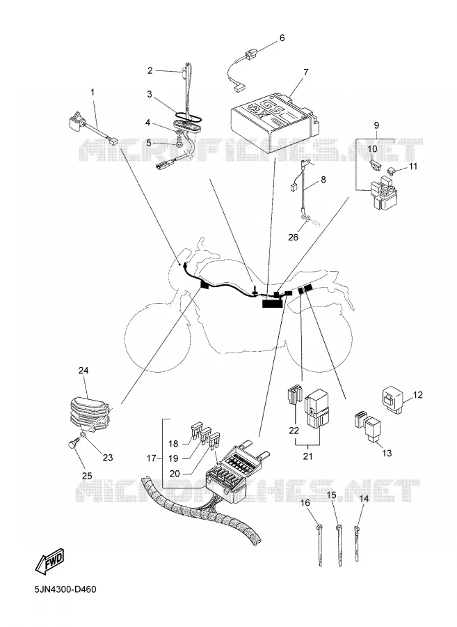 PARTIE ELECTRIQUE 2 Yamaha MOTO 1100 2005 BULLDOG  BT1100