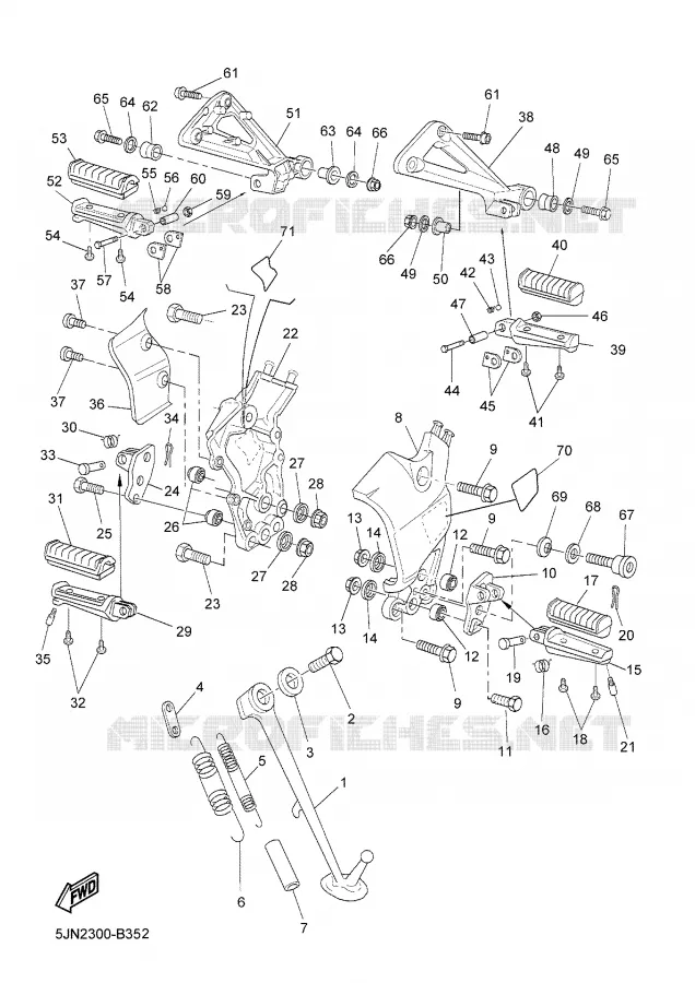 SUPPORT / REPOSE PIEDS Yamaha MOTO 1100 2006 BULLDOG  BT1100