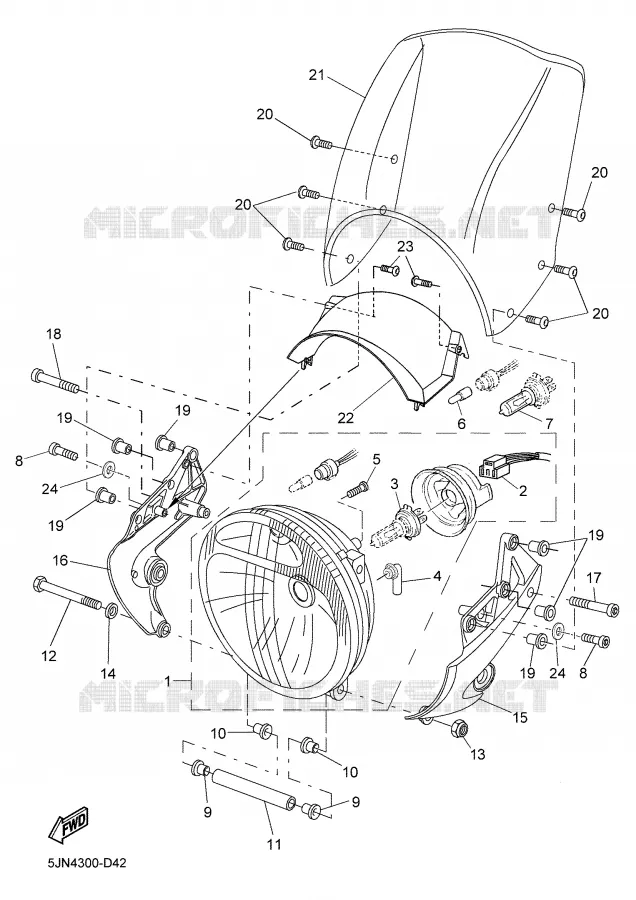 PHARE  Yamaha MOTO 1100 2006 BULLDOG  BT1100
