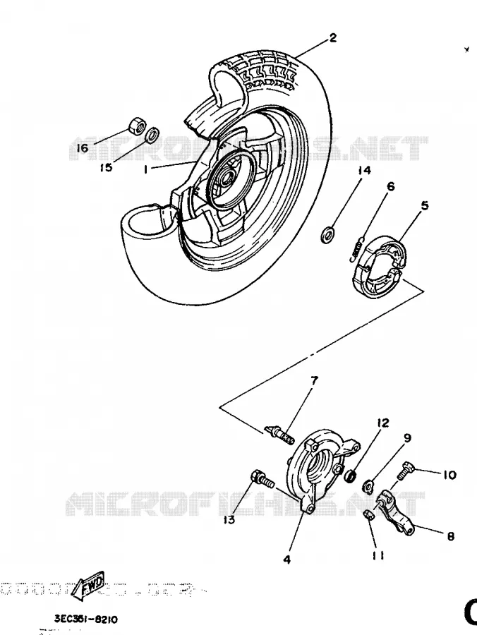 ROUE ARRIERE Yamaha SCOOTER 50 1988 BELUGA  CH50