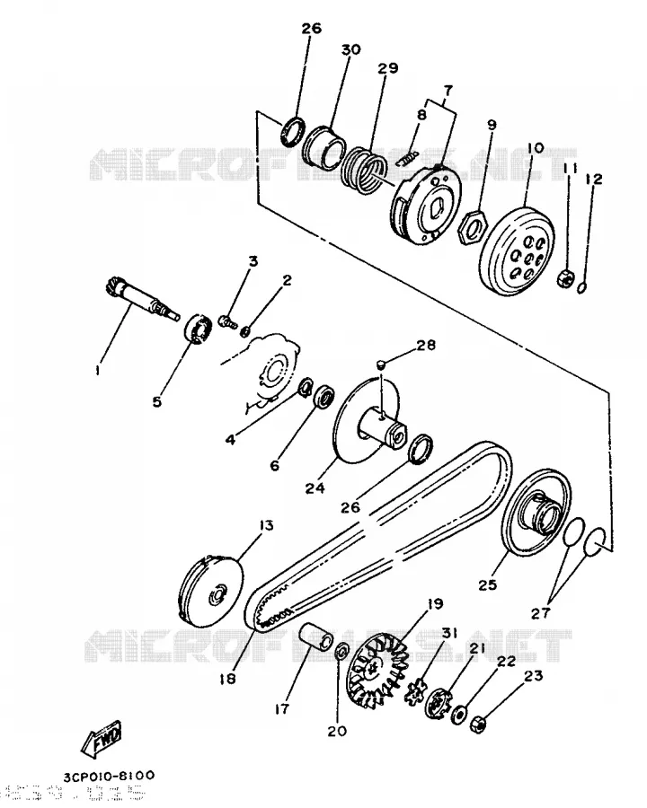 EMBRAYAGE DE DEMARREUR Yamaha SCOOTER 80 1990 ACTIVE  CH80