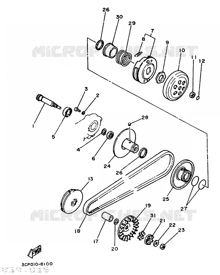EMBRAYAGE DE DEMARREUR Yamaha SCOOTER 80 1992 ACTIVE  CH80