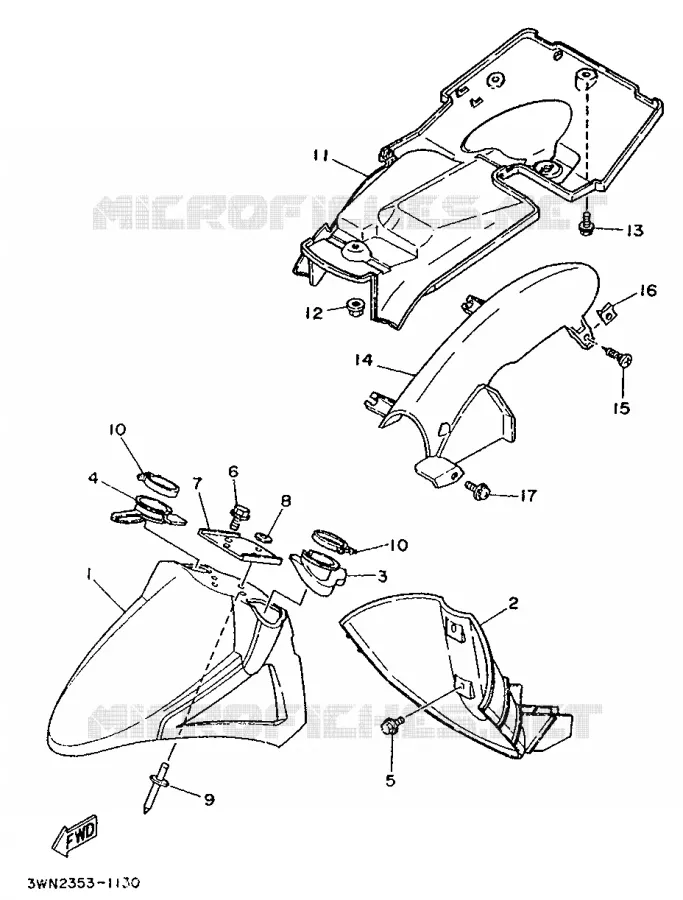 GARDE BOUE AVANT Yamaha SCOOTER 50 1996 CR  CR50Z