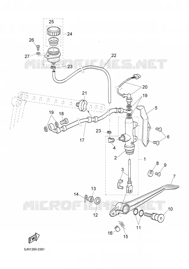 MAITRE CYLINDRE DE FREIN ARRIERE Yamaha MOTO 1100 2002 BULLDOG  BT1100