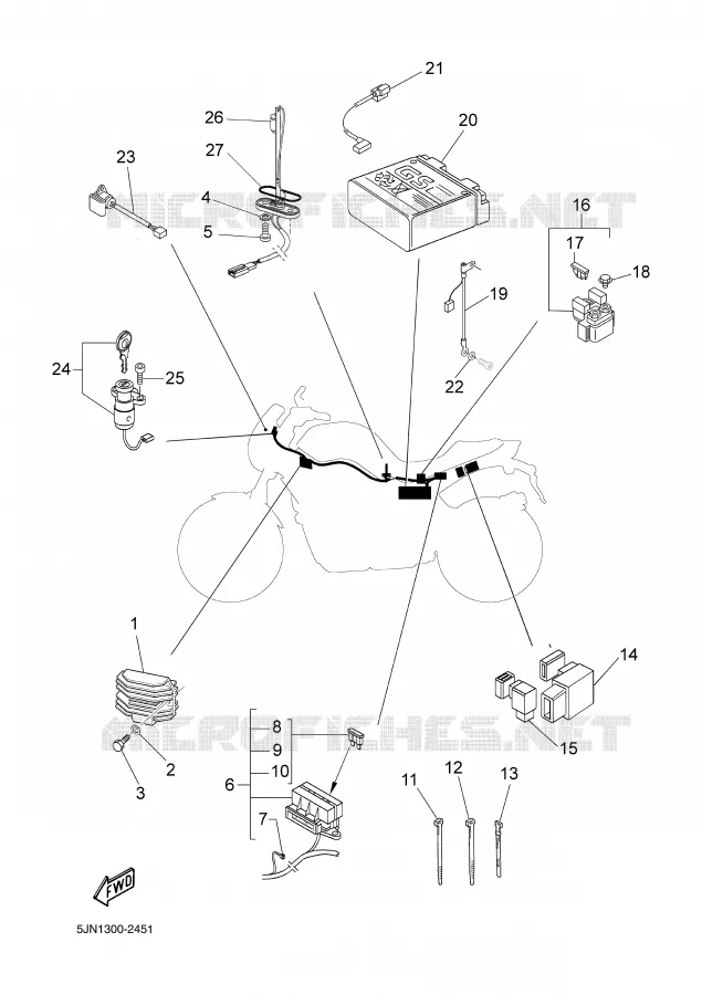 PARTIE ELECTRIQUE 2 Yamaha MOTO 1100 2002 BULLDOG  BT1100