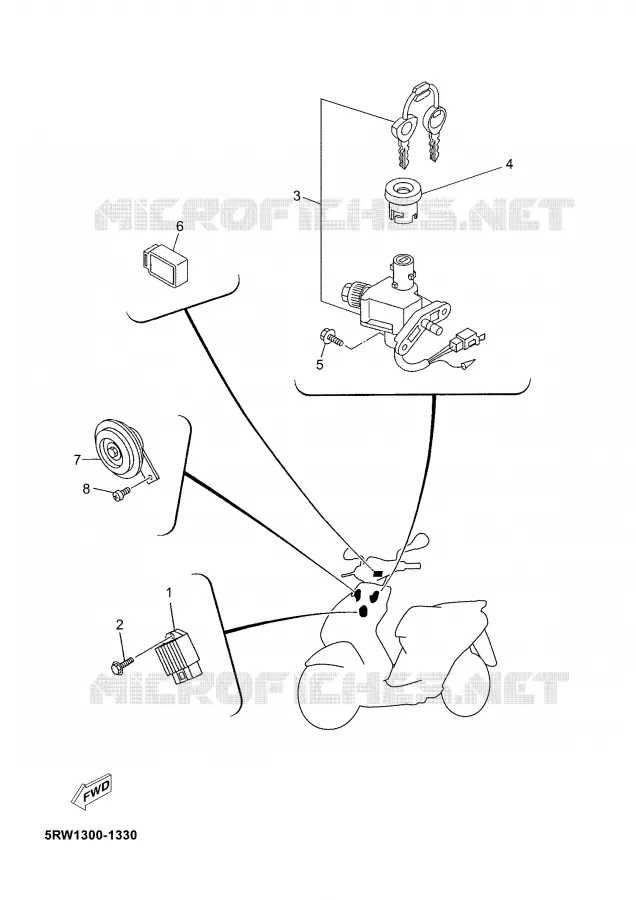 PARTIE ELECTRIQUE 1 Yamaha SCOOTER 50 2007 JOG  CS50M