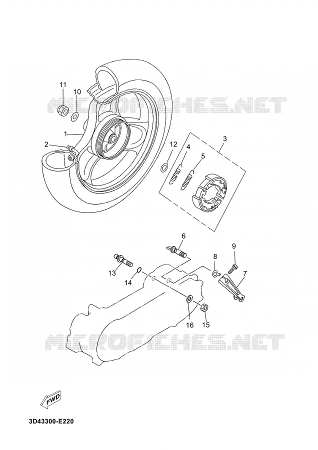 ROUE ARRIERE Yamaha SCOOTER 50 2008 JOG  CS50M