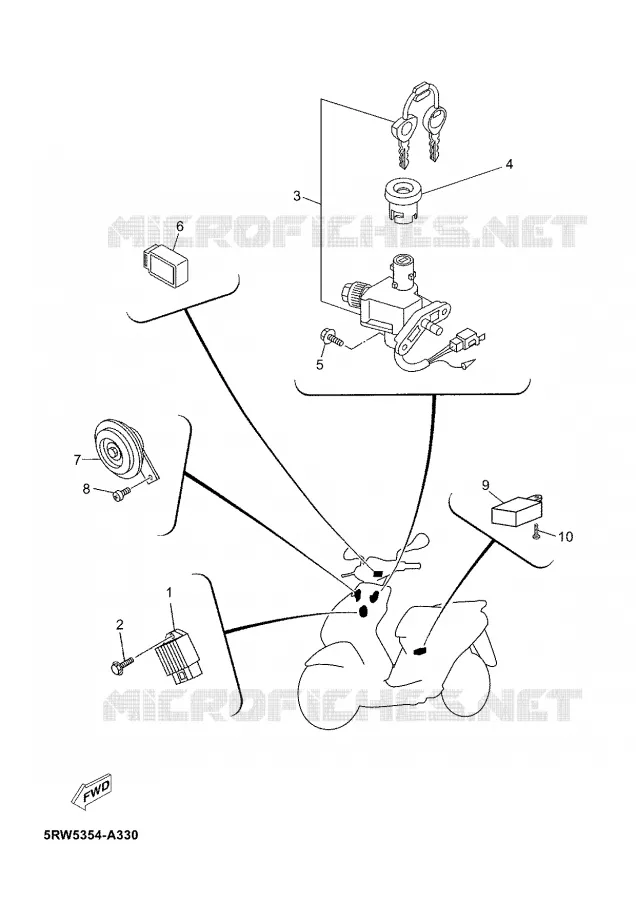 PARTIE ELECTRIQUE 1 Yamaha SCOOTER 50 2008 JOG  CS50M