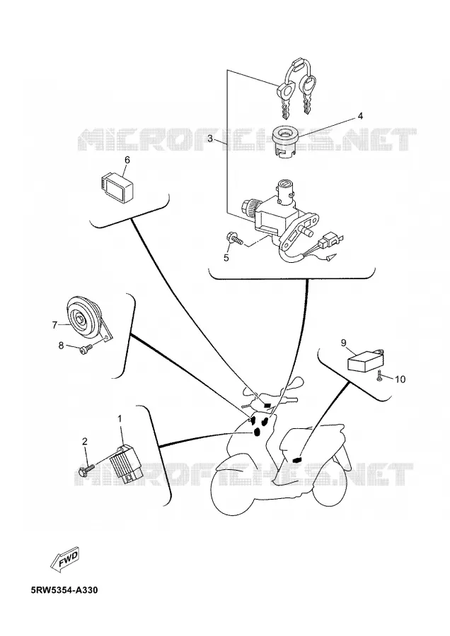 PARTIE ELECTRIQUE 1 Yamaha SCOOTER 50 2007 JOG  CS50