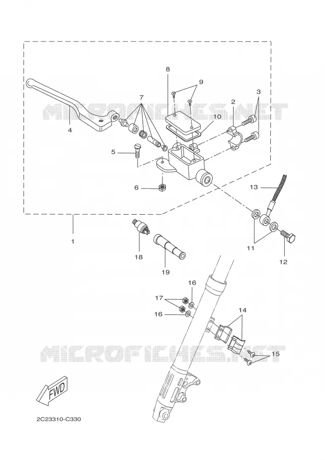 MAITRE CYLINDRE AVANT Yamaha MOTO 50 2007 DTR  DT50RSM