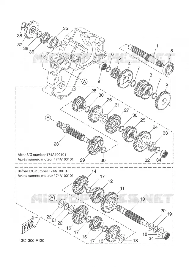 TRANSMISSION Yamaha MOTO 50 2008 DTR  DT50RSM