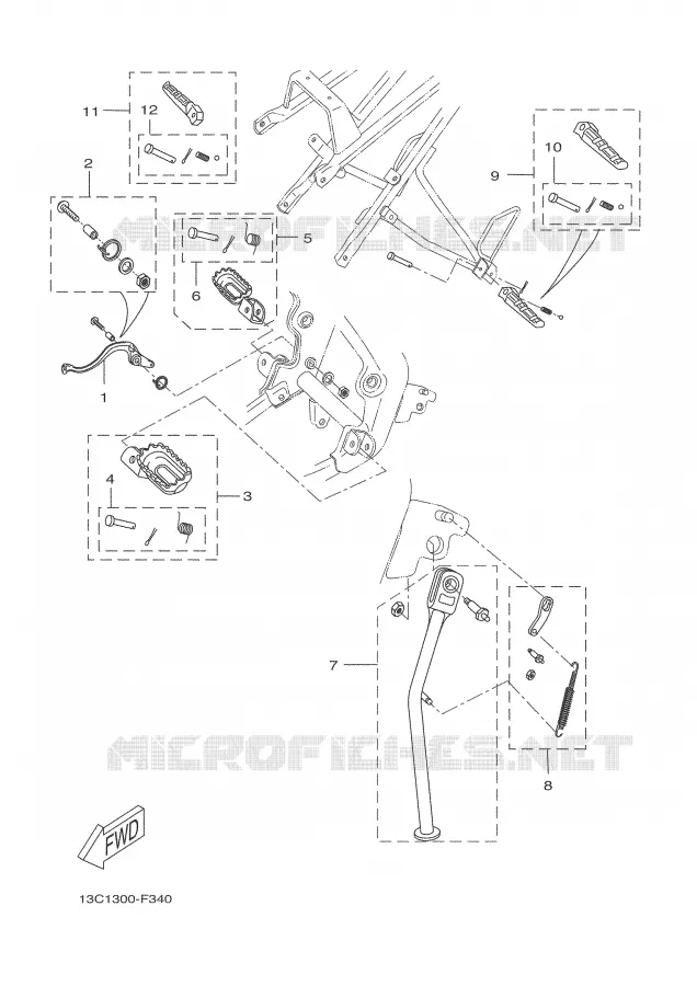 BEQUILLE / REPOSE PIEDS Yamaha MOTO 50 2008 DTR  DT50RSM