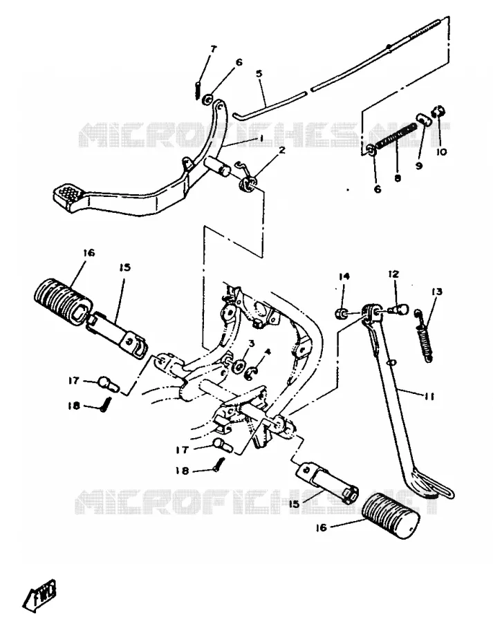 BEQUILLE / PEDALE Yamaha MOTO 80 1987 DT  DT80