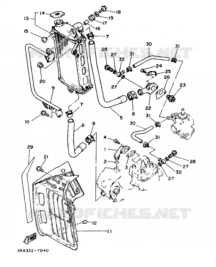 RADIATEUR / DURITES Yamaha MOTO 80 1987 DTLC  DT80LC