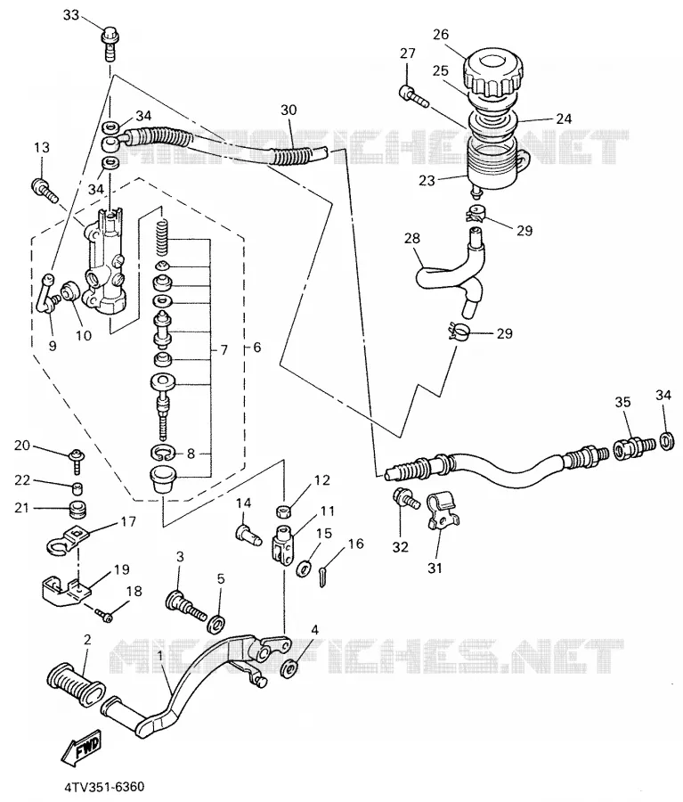 MAITRE CYLINDRE DE FREIN ARRIERE Yamaha MOTO 600 2001 THUNDERCAT  YZF600R