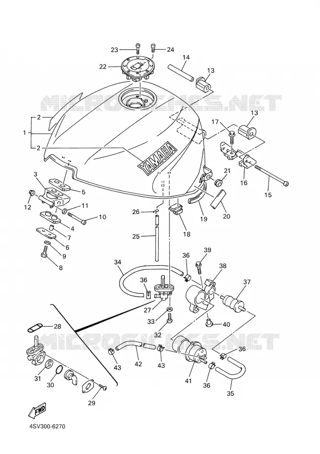 RESERVOIR A ESSENCE Yamaha MOTO 1000 2001 THUNDERACE  YZF1000R