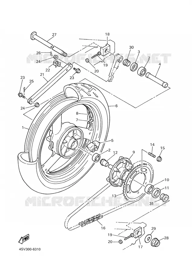 ROUE ARRIERE Yamaha MOTO 1000 2001 THUNDERACE  YZF1000R