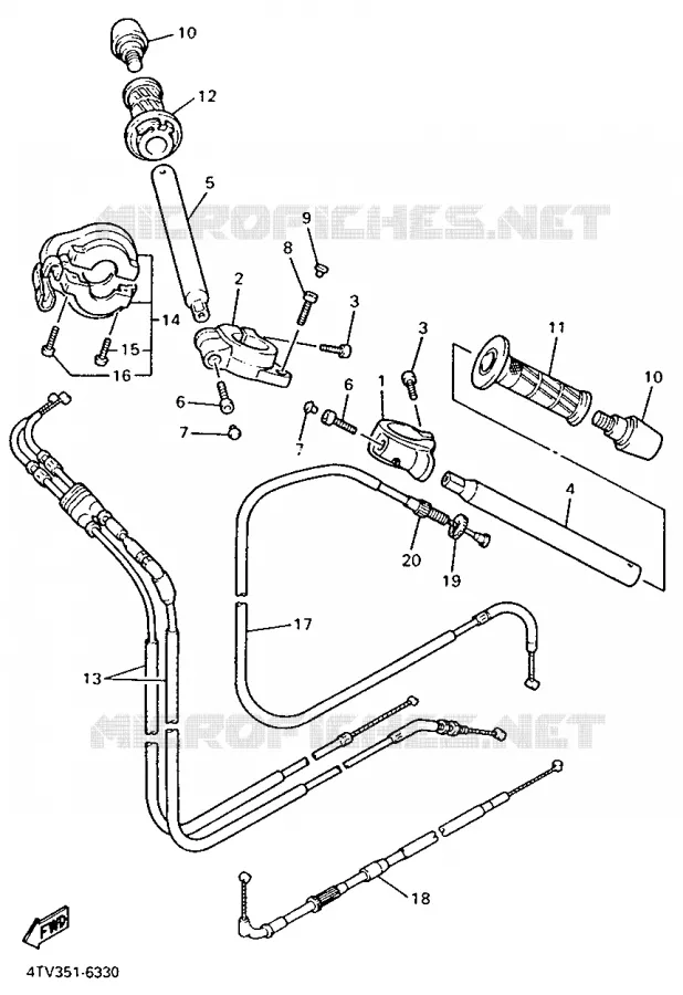 GUIDON ET CABLES Yamaha MOTO 600 1996 THUNDERCAT  YZF600R