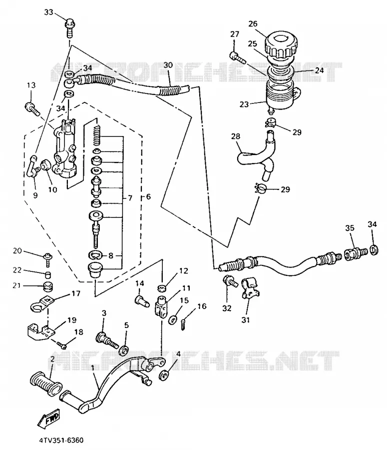 MAITRE CYLINDRE DE FREIN ARRIERE Yamaha MOTO 600 1996 THUNDERCAT  YZF600R