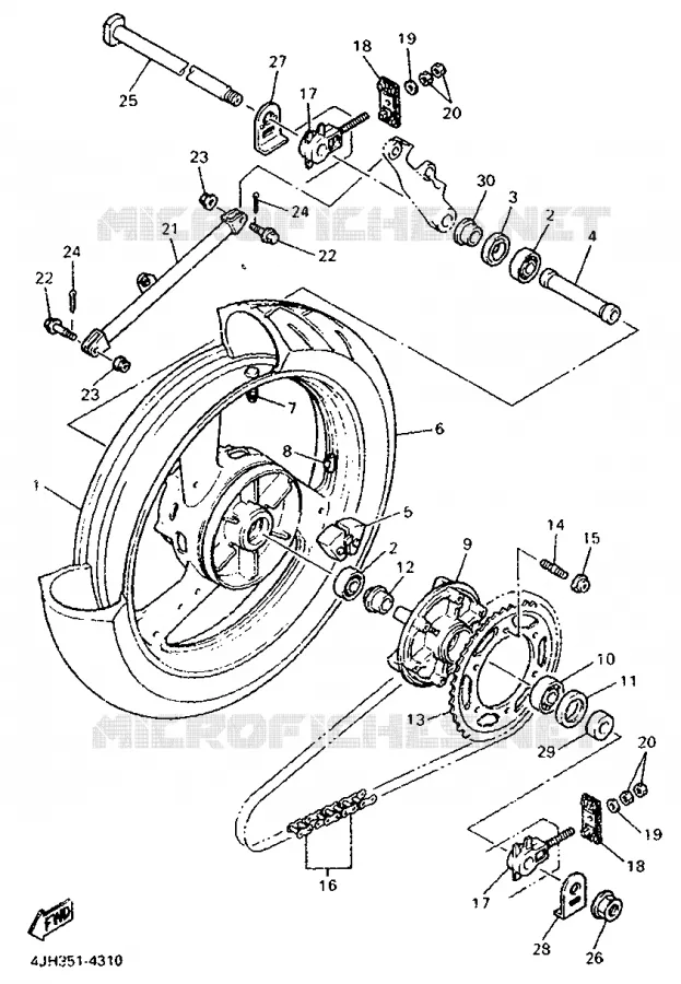 ROUE ARRIERE Yamaha MOTO 600 1997 THUNDERCAT  YZF600R