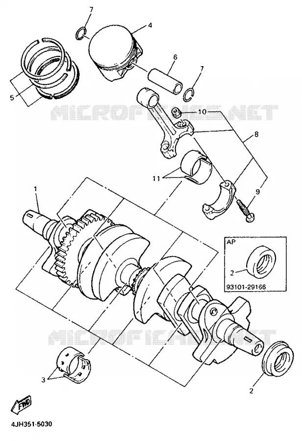 VILEBREQUIN / PISTON Yamaha MOTO 600 1997 THUNDERCAT  YZF600R
