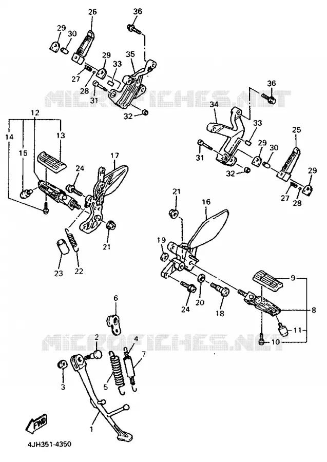 SUPPORT / REPOSE PIEDS Yamaha MOTO 600 1997 THUNDERCAT  YZF600R