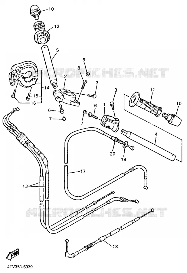 GUIDON ET CABLES Yamaha MOTO 600 1998 THUNDERCAT  YZF600R