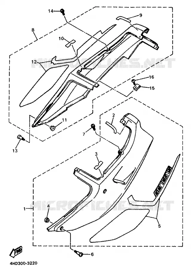 COUVERCLE LATERAL Yamaha MOTO 750 1993 YZF  YZF750R