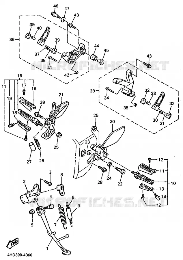 SUPPORT / REPOSE PIEDS Yamaha MOTO 750 1996 YZF  YZF750R