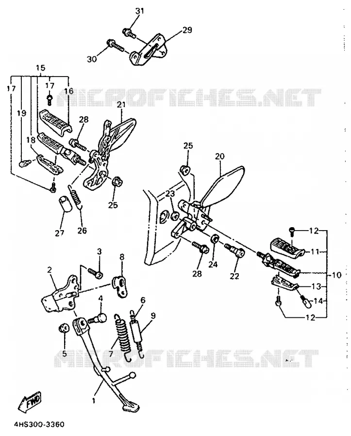 SUPPORT / REPOSE PIEDS Yamaha MOTO 750 1993 YZF  YZF750SP