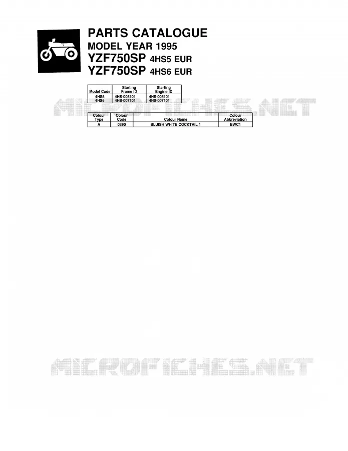 * CATALOG PREFACE * Yamaha MOTO 750 1995 YZF  YZF750SP