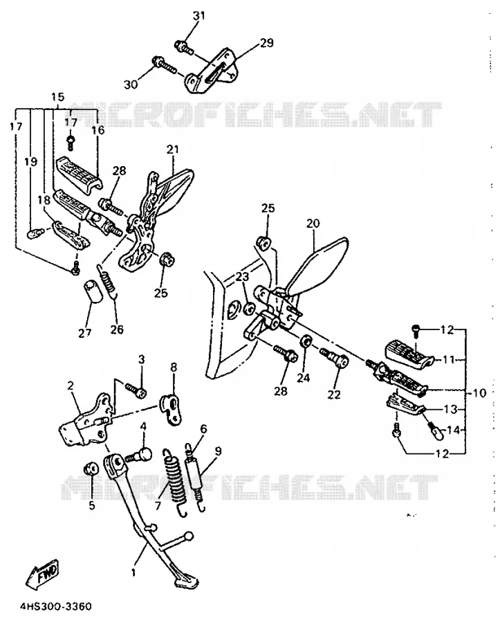 SUPPORT / REPOSE PIEDS Yamaha MOTO 750 1996 YZF  YZF750SP