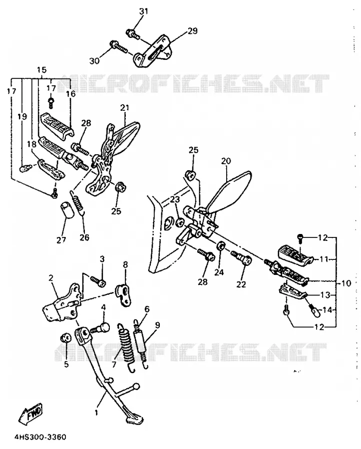SUPPORT / REPOSE PIEDS Yamaha MOTO 750 1996 YZF  YZF750SP