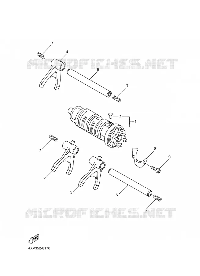 BARILLET DE SELECTION / FOURCHETTES Yamaha MOTO 1000 1998 R1  YZF-R1