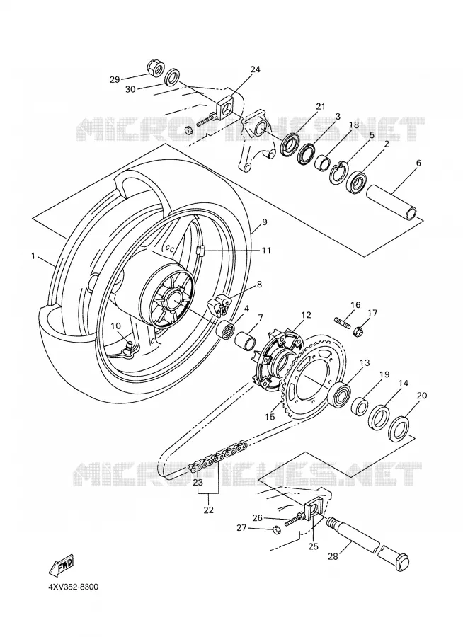 ROUE ARRIERE Yamaha MOTO 1000 1998 R1  YZF-R1