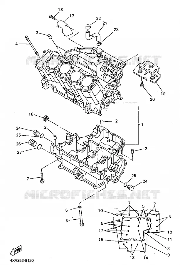 CARTER MOTEUR Yamaha MOTO 1000 1998 R1  YZF-R1