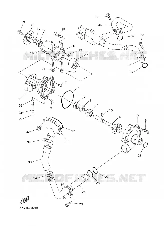 POMPE A EAU / DURITES Yamaha MOTO 1000 1999 R1  YZF-R1
