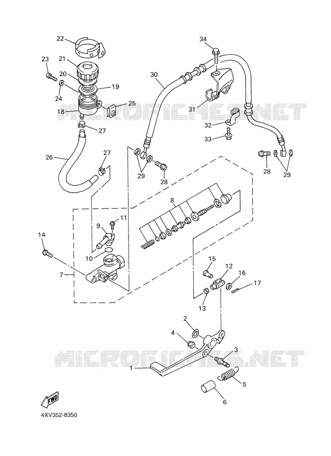 MAITRE CYLINDRE DE FREIN ARRIERE Yamaha MOTO 1000 1999 R1  YZF-R1