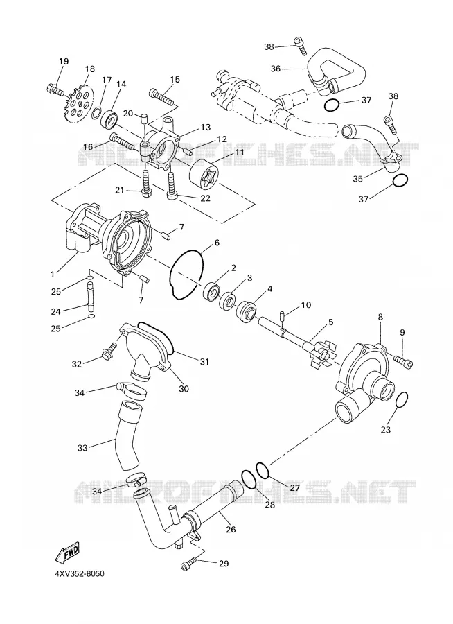 POMPE A EAU / DURITES Yamaha MOTO 1000 1999 R1  YZF-R1