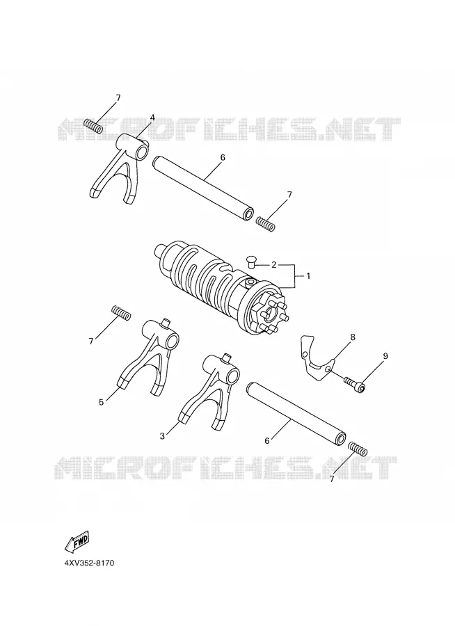 BARILLET DE SELECTION / FOURCHETTES Yamaha MOTO 1000 1999 R1  YZF-R1