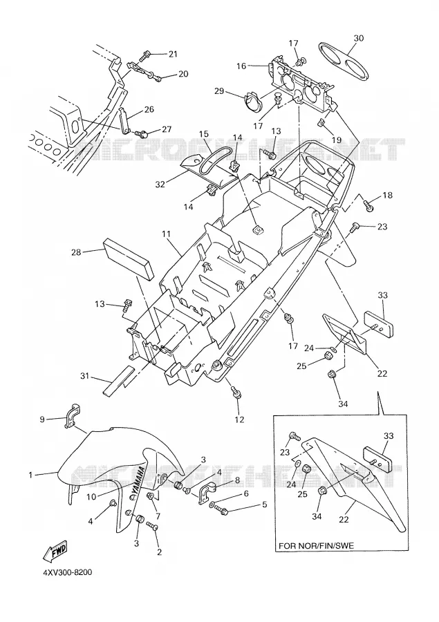 GARDE BOUE Yamaha MOTO 1000 1999 R1  YZF-R1