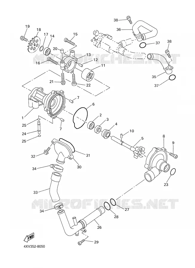 POMPE A EAU / DURITES Yamaha MOTO 1000 1999 R1  YZF-R1