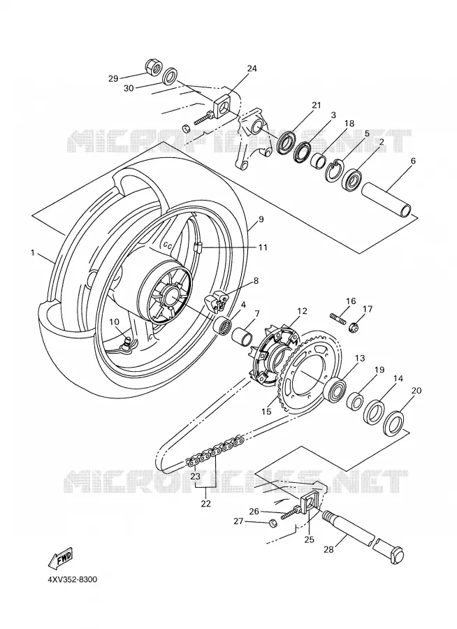 ROUE ARRIERE Yamaha MOTO 1000 2000 R1  YZF-R1
