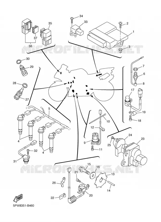 PARTIE ELECTRIQUE 1 Yamaha MOTO 1000 2002 R1  YZF-R1