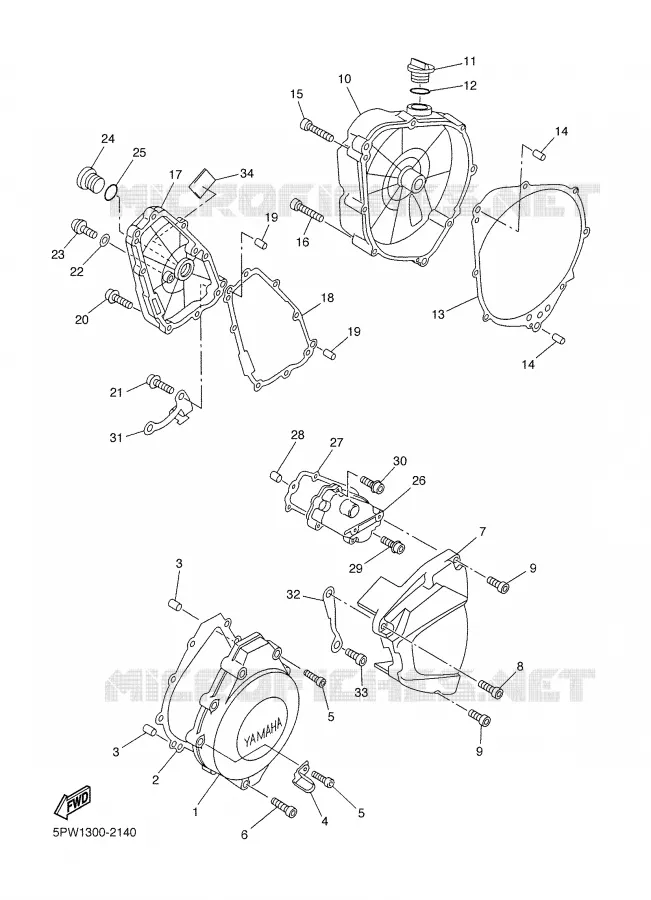 CARTER - MOTEUR 1 Yamaha MOTO 1000 2002 R1  YZF-R1