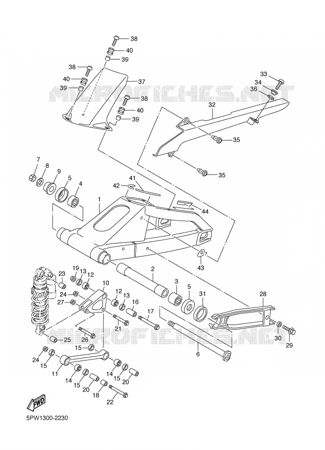 BRAS ARRIERE Yamaha MOTO 1000 2002 R1  YZF-R1